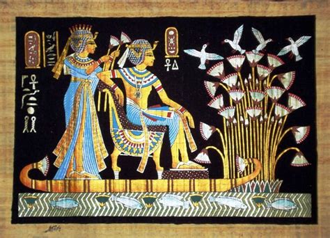 King Tuts Wedding Scene Ancient Egyptian Papyrus Painting Arkan