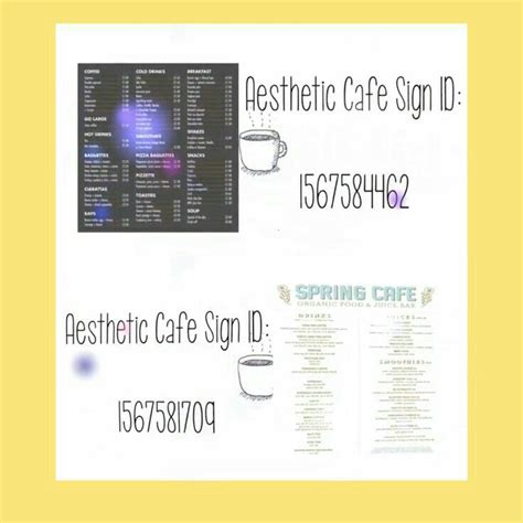 Cafe Menus Not Mine Bloxburg Decal Codes Cafe Decal Codes