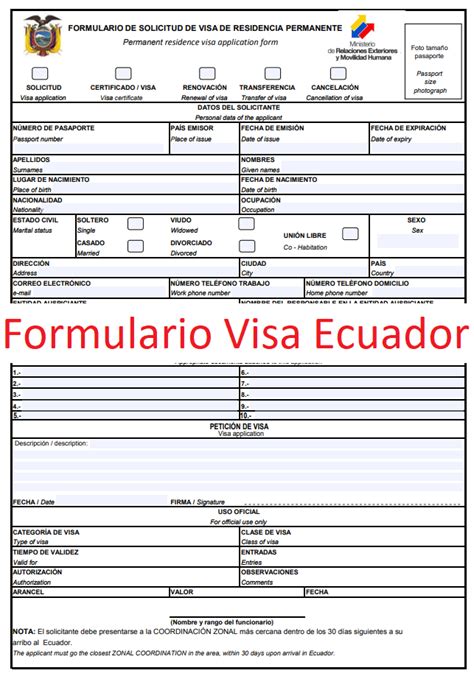 Formulario Solicitud Visa