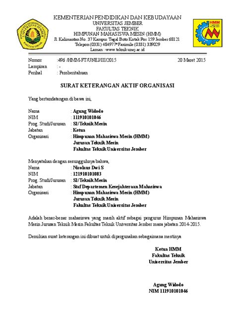 Contoh Surat Organisasi Nusagates