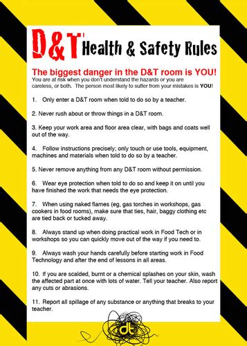 Peso's major work is to administer the responsibilities delegated under the explosives act 1884 and petroleum act 1934 and the rules made there under with the motto safety first. D&T Room Safety Poster | Teaching Resources