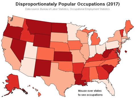 Interactive Map Showing The Most Disproportionately Popular Job In Each