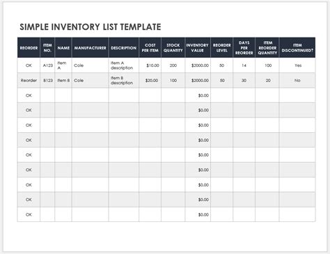 Household Inventory List For Moving Ms Excel Template