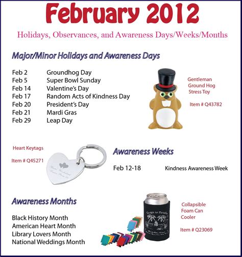 February 2013 Holidays Observances And Awareness Dates