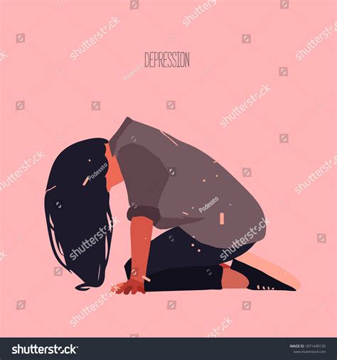 Sad Girl On Her Knees Concept Stock Vector Royalty Free 1871440135