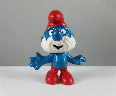 Smurfs Schleich 80s Vintage Toy Figurine Papa Smurf Etsy