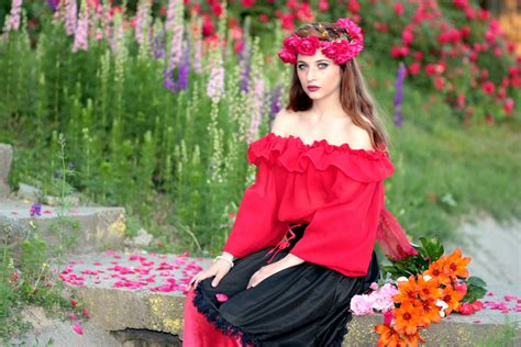 free images plant girl flower model spring red color autumn fashion clothing lady