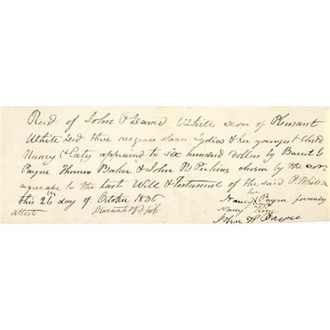 Transfer Receipt For Slaves Cowan S Auction House The Midwest