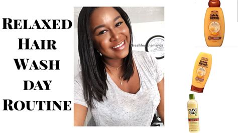 Relaxed Hair Wash Day Routine Healthy Relaxed Hair Care Youtube