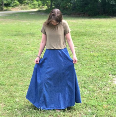 Evelyn Style Skirt For Women Denim Maxi Skirt Long Denim Etsy Skirt