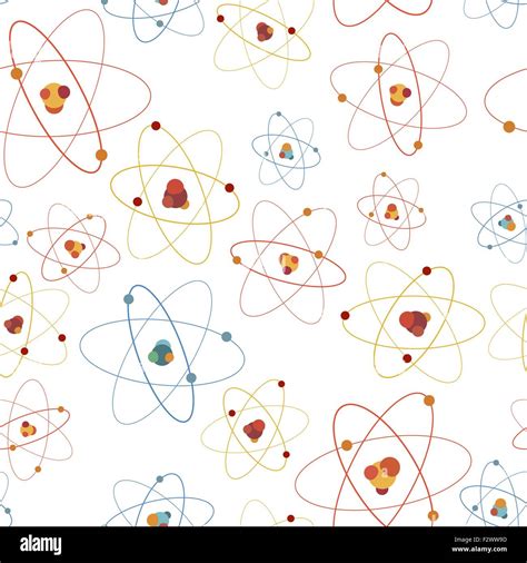 Colourful Molecule Structure On White Seamless Pattern Stock Vector