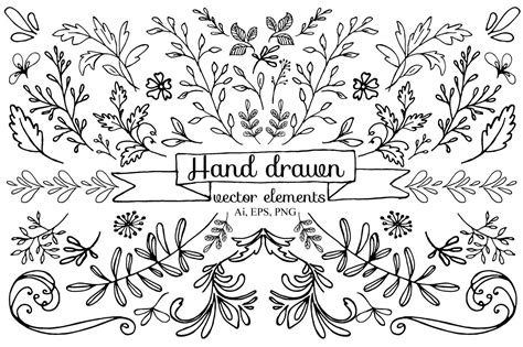 Hand Drawn Vector Elements Photoshop Graphics ~ Creative Market