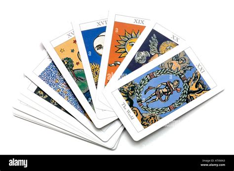 Fanned Out Deck Of Tarot Cards On White Background Stock Photo Alamy