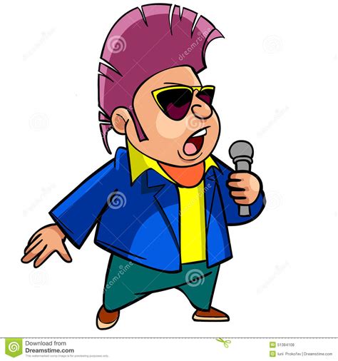 Cartoon Man With Dark Glasses Singing Into A Microphone