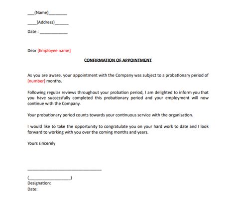 Hr Guide From Probation To Confirmation Letter