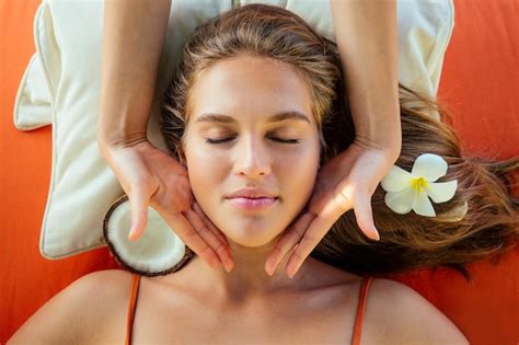 Premium Photo Ayurvedic Relaxing Massage Health Beauty Happy Closed Eyes Woman In Spa Salon