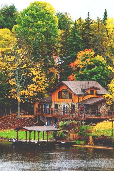 Autumn Landscape Beautiful Homes Lake House Rustic House