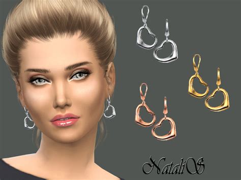 The Sims Resource Heart Drop Earrings By Natalis • Sims 4 Downloads