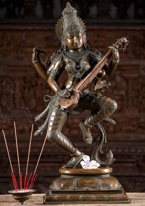 Sold Bronze Large Dancing Saraswati Statue 32 115b34 Hindu Gods