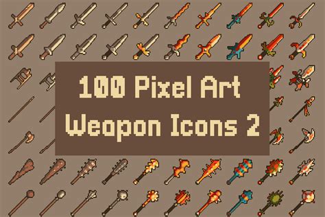 Pixel Art Weapon Icons Pack CraftPix Net