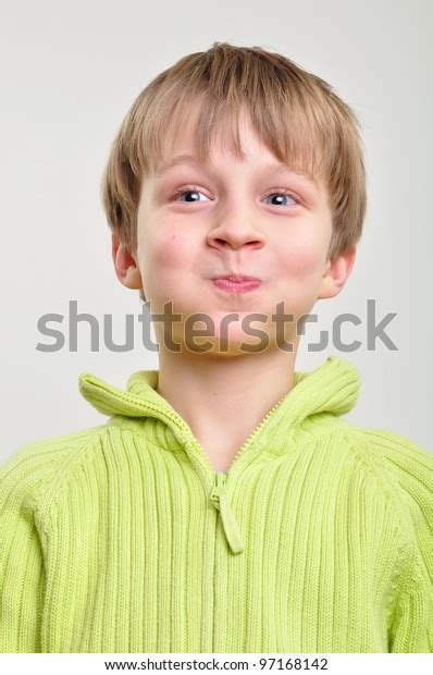 Portrait Elementary Age Boy Making Funny Stock Photo 97168142