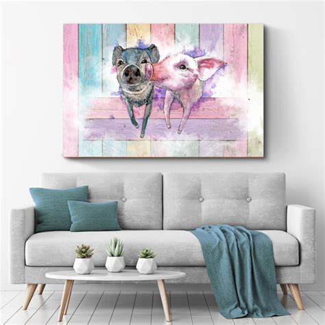 Pastel Funky Pigs Canvas Wall Art Tailored Canvases