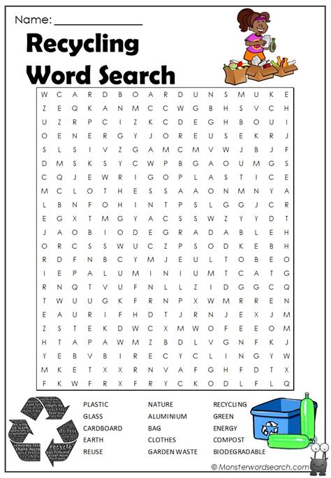 Recycling Word Search Monster Word Search