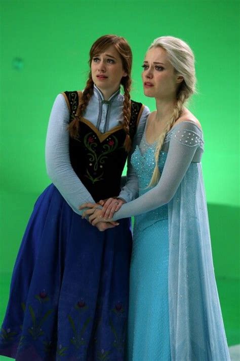 elizabeth lail and georgina haig behind the scenes once upon a time elizabeth lail elsa and