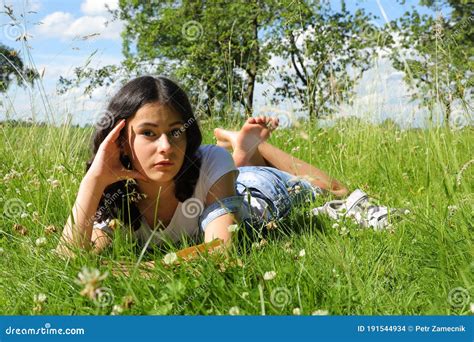 Teenage Babegirl Lying In Grass Stock Photo Image Of Grass Babegirl