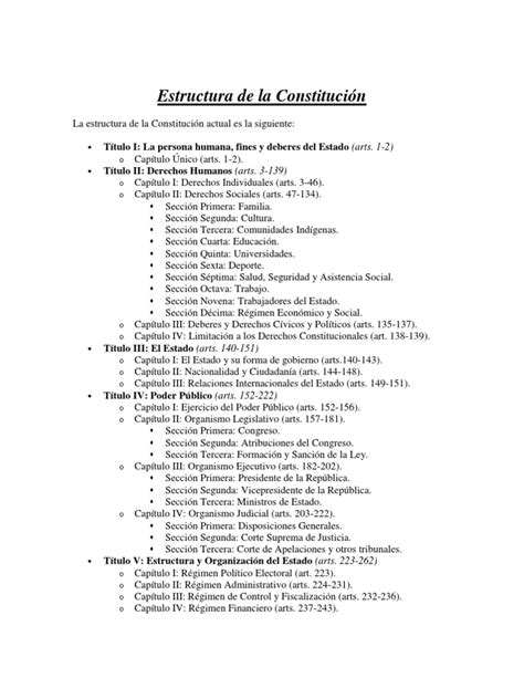Estructura De La Constitución Politica De La Republica De Guatemala