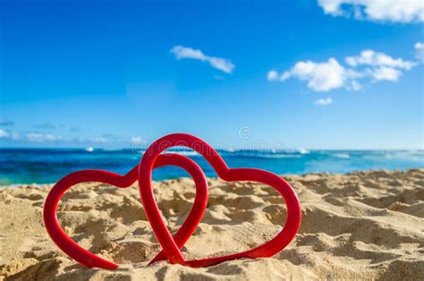 Two Hearts On The Sandy Beach Stock Image Image Of Color Sunlight