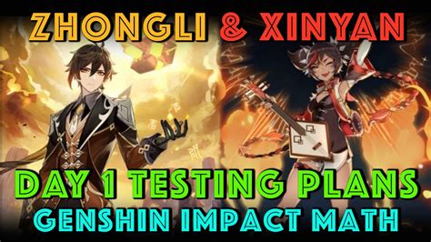 Zhongli And Xinyan Day 1 Testing Plans Genshin Impact Math Youtube