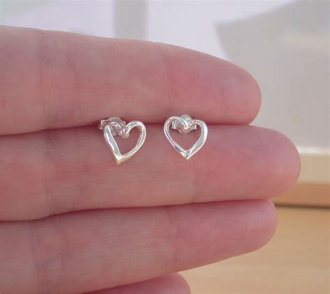 Sterling Silver Heart Stud Earrings Silver Heart Jewellery UK