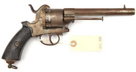 A Belgian 6 Shot 11mm Da Pinfire Revolver 10½ Overall Rou