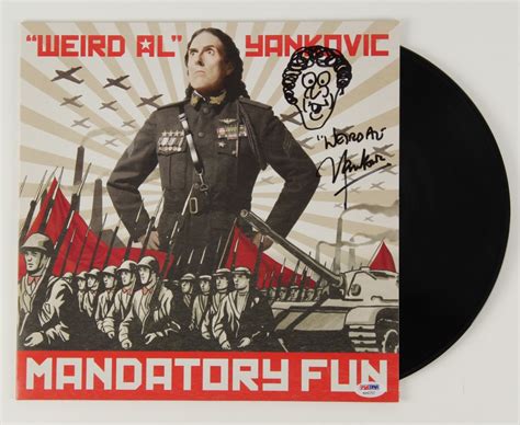 Weird Al Yankovic Signed Mandatory Fun Record Album With Hand Drawn
