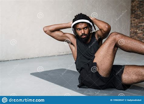 image of african american sportsman doing exercise while working out stock image image of