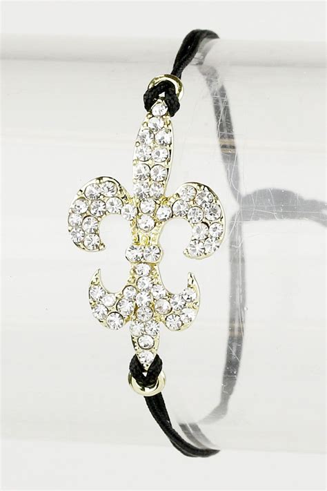 Fleur De Lis Bracelet In Clear And Gold Amazon Fashion Clothing Amazon