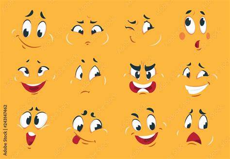 Funny Cartoon Faces Angry Character Expressions Eyes Doodle Crazy
