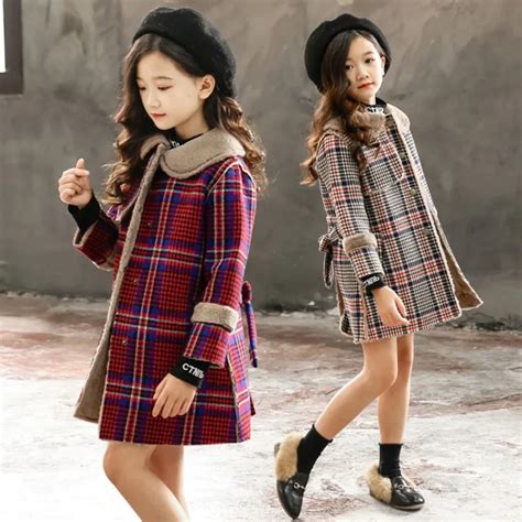 Winter Thick Trench Coat Children Fashion Faux Fur Collar Long Jacket