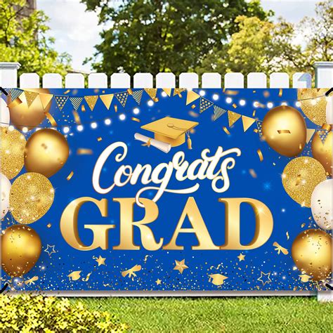 Buy Katchon Congrats Grad Banner Blue 72x44 Inch Blue And Gold Graduation Decorations 2024