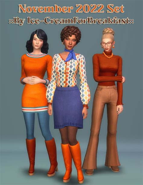 November 2022 Cc Set Ice Creamforbreakfast Sims 4 Clothing Sims 4