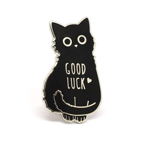 Cat Enamel Pin Black Cat Pin Good Luck Charm Good Luck Cat Lucky