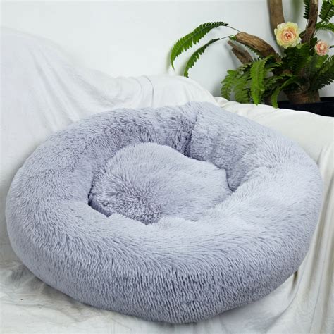 Pet Dog Cat Calming Bed Round Nest Warm Soft Plush Sleeping Flufy