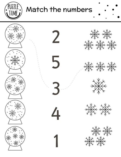 Christmas Black And White Matching Game With Snow Globes And Snowflakes