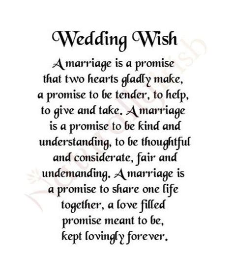 A Poem Written In Black Ink On White Paper With The Words Wedding Wish