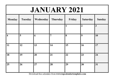 Free January 2021 Calendar Printable Pdf Word 6 Calendar Template 2022