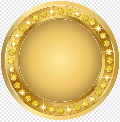Illustration Of Round Gold Colored Plate Gold Seal Gold Hand Badges