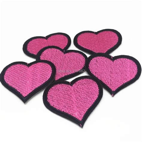 Buy Yiasangly 5pcs Pink Heart Embroidered Iron On