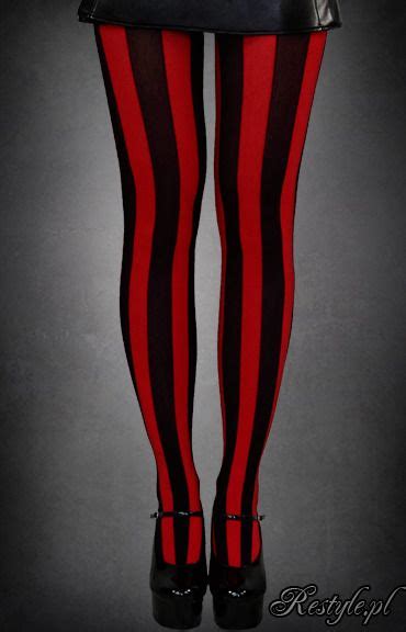 Black And Red Vertical Stripes Striped Tights Accessories Tights