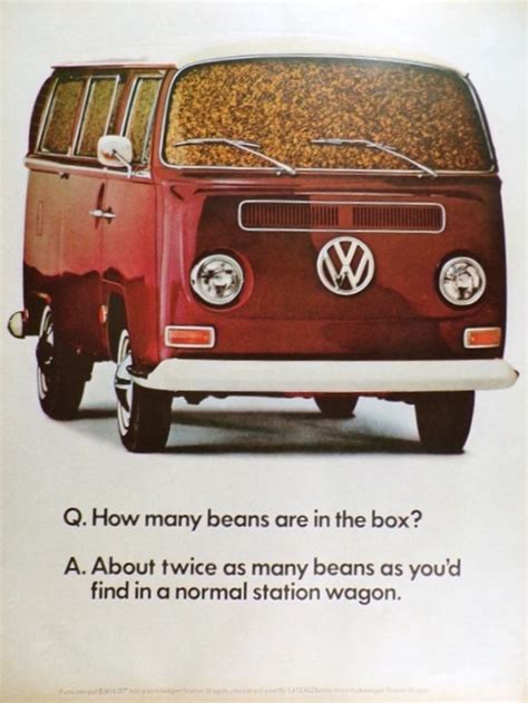 1968 Vw Volkswagen Bus Ad How Many Beans Classic Vintage Volkswagen